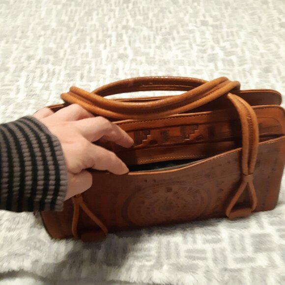 Retro Mexican satchel from the 70s-80s, unique, vintage, genuine leather, Aztec - Picture 8 of 15